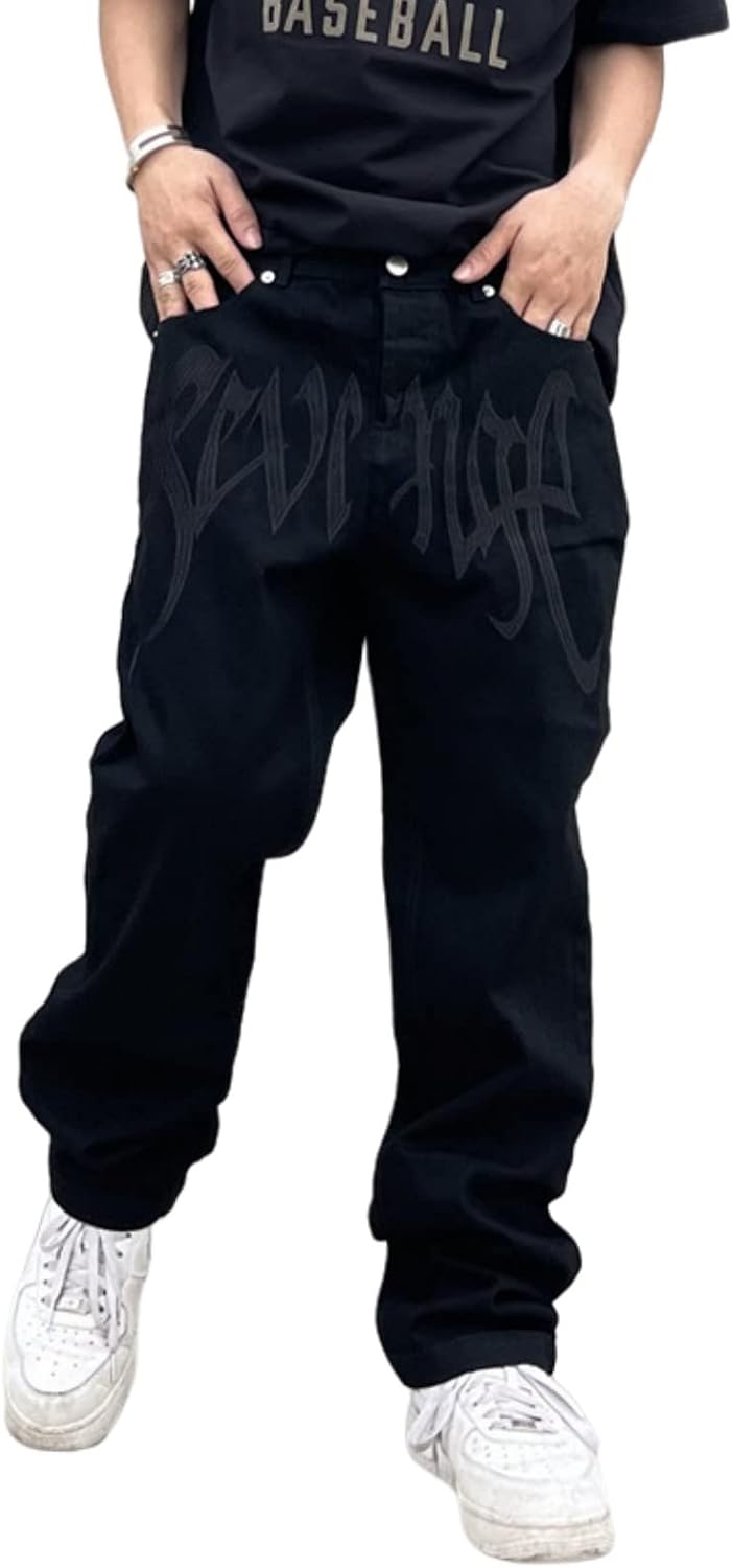 Y2k Jeans Men Baggy Vintage Graphic Denim Pants Aesthetic Hip Hop Denim Joggers Y2k Fashion Streetwear