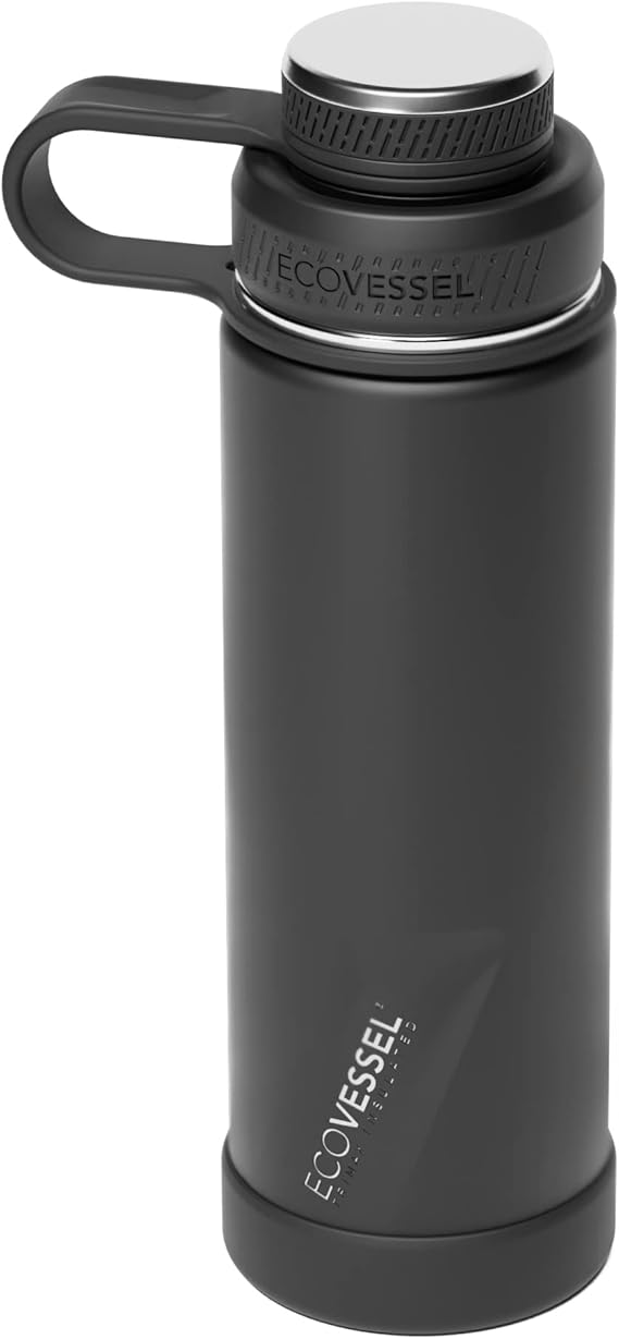 EcoVessel Boulder 20 oz Insulated Stainless Bottle Black Shadow