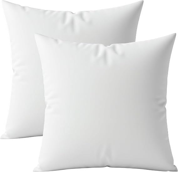 Digital Decor Decorative Throw Pillow Inserts 12x12 Set of 2, Premium Hypoallergenic Down Alternative Pillow Forms for Couch, Sofa & Bed, Made in USA Square Cushion Inserts, White