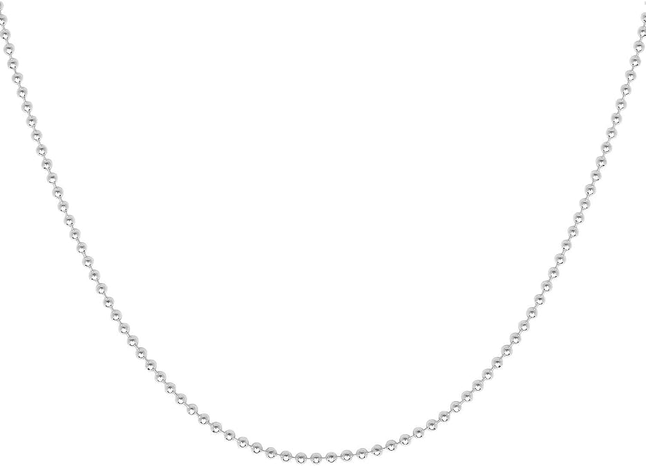 Verona Jewelers 925 Sterling Silver Italian 1.5MM, 2MM,3MM,4MM,5MM Silver Bead Ball Chain Necklace, Sterling Silver Bead Necklace, Italian Bead Necklace, Solid Dog Tag Chain Army Necklace