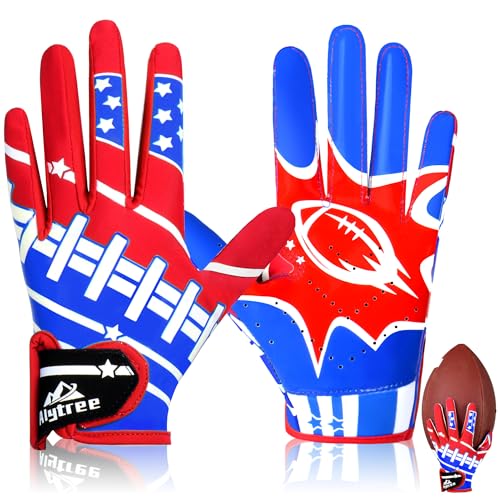 Kids Football Gloves, Youth Football Receiver Gloves with Super Sticky Grip, for Boys Girls Ages 812