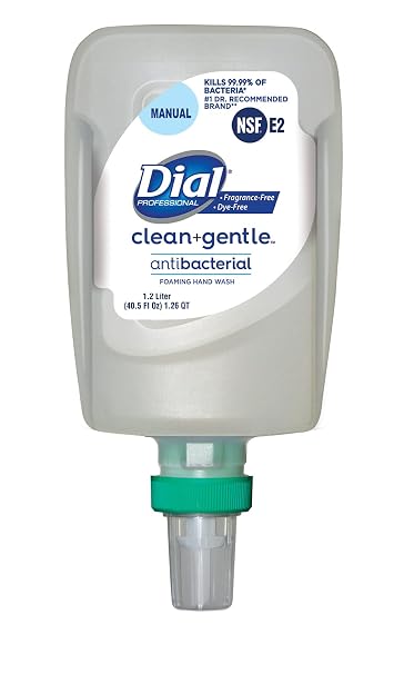 Dial Clean + Gentle Antibacterial Foaming Hand Wash, Fragrance and Dye-Free, FIT Universal Manual, 1.2L Dispenser Refill (Pack of 3)