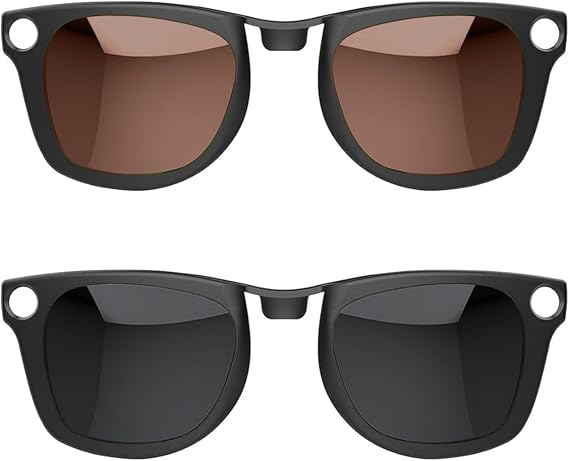 2Pcs Polarized Clip for Ray-Ban Meta Wayfarer & Gen 2 (RW4006/RW4012, M Size, 50-22), Discoloration Clip for Meta Wayfarer Gen 2 UV Protection, Smart Glasses Polarized Lens Set (Black Gray+Tea)