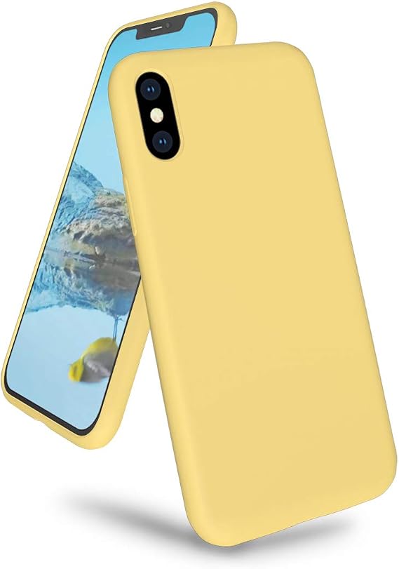 Compatible with iPhone Xs Max Case 6.5", Drop Protection Liquid Silicone Gel Rubber Full Body with Soft Microfiber Shockproof Case for iPhone Xs Max (Yellow, iPhone Xs Max 6.5)