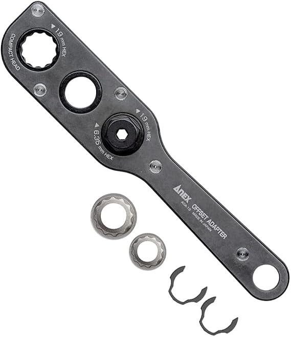Anex Offset Adapter with 19mm Flank Socket Set of 2 17/19mm AOA-19S1