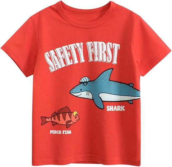 Toddler Boys Safety First Graphic Tees, Cotton T-Shirts, Multiple Colors Available, Crew-Neck, Regular Fit, Short Sleeve, Classic Style, 2-7 Years