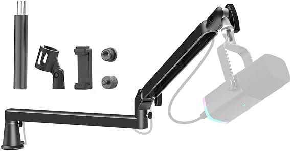 Low Profile Microphone Boom Arm Stand for Gaming Streaming Podcasting Black
