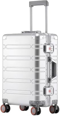 Aluminum-Magnesium Alloy Luggage 202429-inch Quiet Multi-Directional Wheels Carry-On Lightweight Durable Travel Suitcase Multiple Colors Available UnisexSilver,29