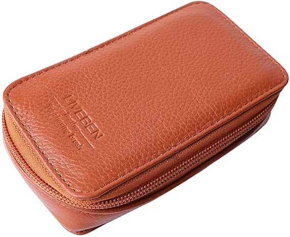 Leather Travel Storage Case for Electric Shavers, Portable Protective Cover, Brown, 3-Piece Set