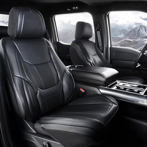 Coverland Custom Car Seat Covers Compatible with 2003-2009 Hummer H2 - Premium Leather Non-Slip Memory Foam Waterproof Seat Cover Custom fit Interior Protector [Front Seat-Black]