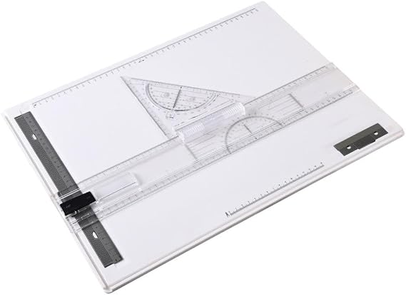 Drawing Board Drafting Table A3 Adjustable Architectural Technical Graphic Sketch Measuring System Clamps Protractor Drawing Table Engineers