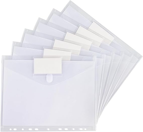 Tamaki 6 Pack Binder Pocket for 11 Ring, Letter Size, Clear | Binder Folders with Closure for School Supplies
