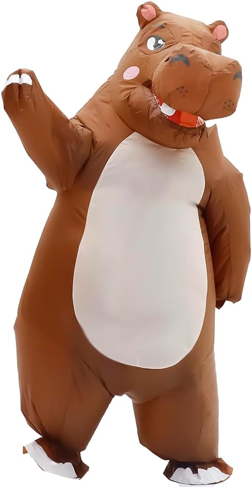 Rysotowy Adult Inflatable Hippo Costume Funny Blow Up Suit Full Body Halloween Cosplay Costume Fun Fancy Party Jumpsuit