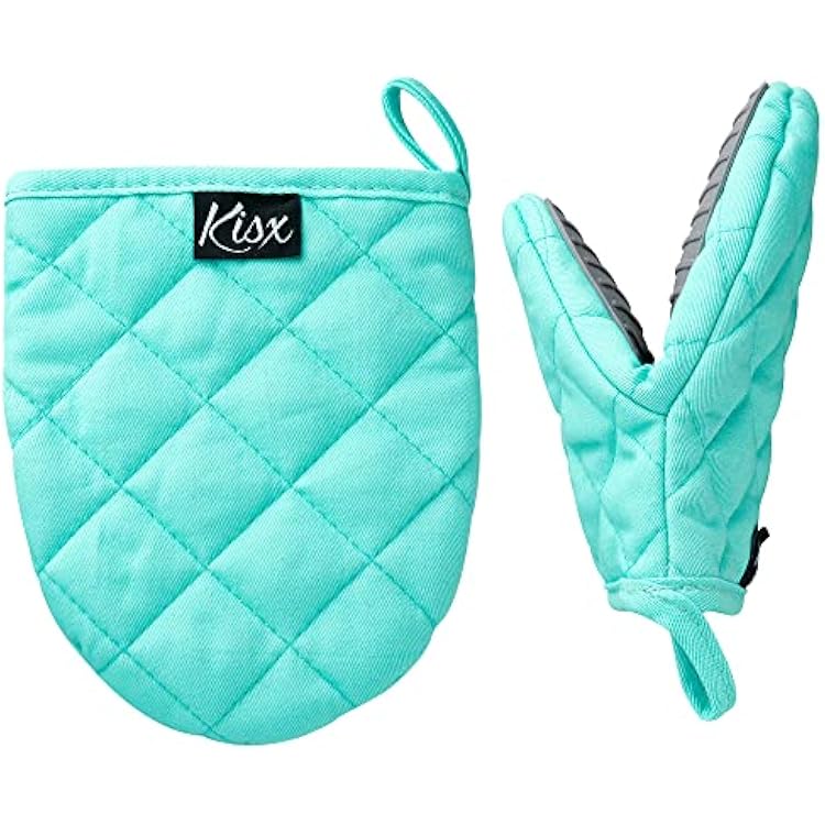 Oven Mitts Heat Resistant Aqua Color Mini Oven Mitts, Silicone Gloves Heat Resistant, Kitchen Gloves for Cooking, Silicone Oven Mitts & Pot Holders Sets, Kitchen Pot Holders & Oven Mitts Sets