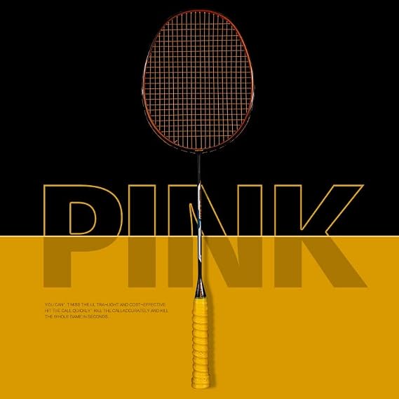 ACHETE Ultralight 8U 60g Strung Badminton Racket Professional Carbon Badminton Racquet 24-32 LBS (8U Orange)