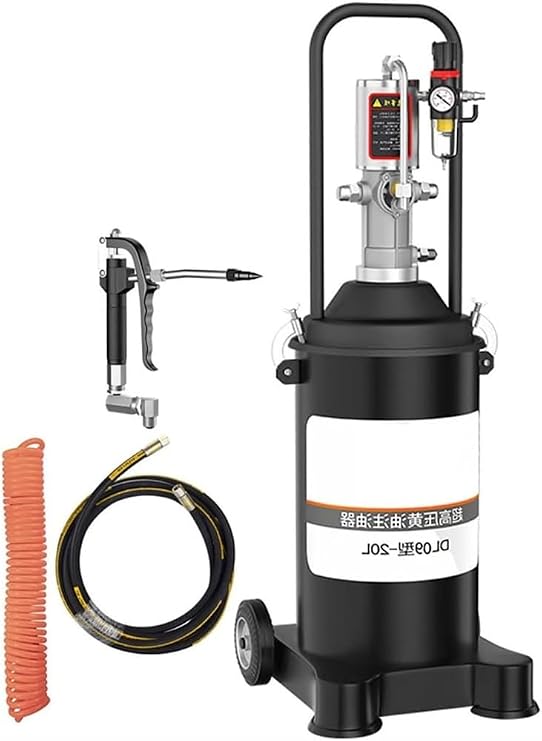 20L Air Operated Grease Pump,Pneumatic Grease Bucket Pump with Pressure Hydraulic Hose and Grease Gun, 0.85L/Min, 30-40Mpa, 50:1 Pressure Ratio
