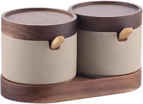 Seasoning Can, Seasoning Case, Seasoning Bottle, Ceramic Seasoning Container, Sealed with Spoon, Large Capacity, Multi-functional, Pepper, Sugar Container, Stylish, Jar, Lid, Container, Easy to Clean, Dustproof, Moisture-Proof, Kitchen Utensils, Home, Restaurants, Commercial Use B