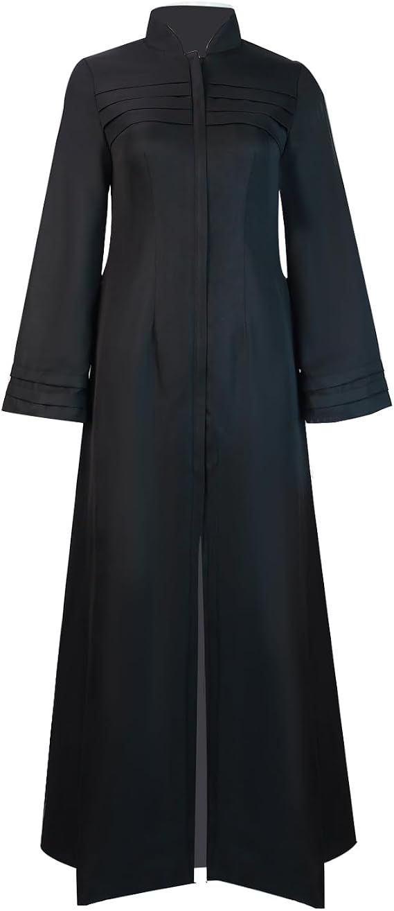 MYAYD Women's Cassock Dress Robe Church Long Dress Minister Liturgical Uniform Black for Spring Summer Autumn