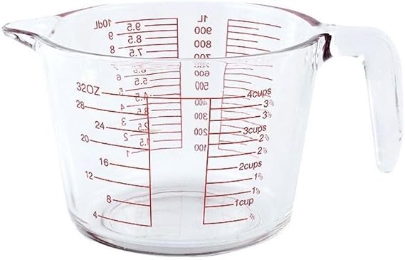 Glass Measuring Cup for Kitchen, Glass Measuring Jugs Clear Kitchen Baking Cups Easy to Read,Large Measuring Flour Liquid Measuring Cup1000ml