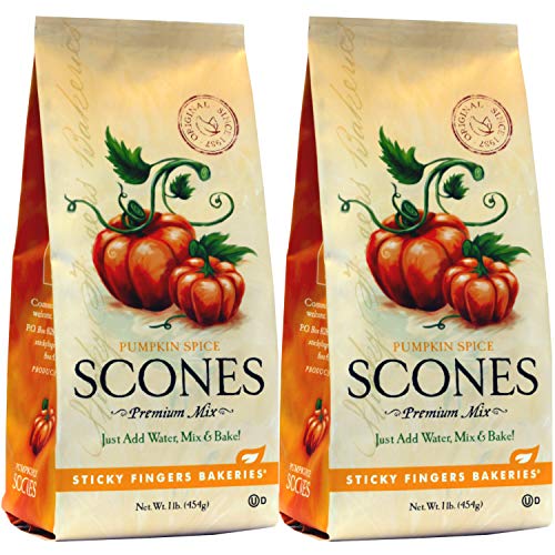 Sticky Fingers Bakeries, English Scone Mix, Pumpkin Spice, Just Add Water, Mix, and Bake. Makes 12 Scones Pack of 2