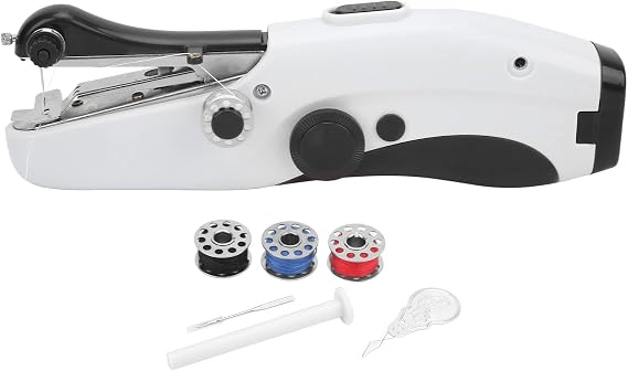 Mini Sewing Machine, Handheld Sewing Machine Quick Sew Portable Mending Machine Electric Hand Held Sewing Device for Fabric Clothing (Black)