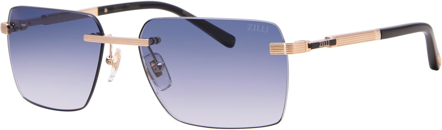 ZI65083 C01 Sunglasses Mens Shiny GoldBlue Gradient Rectangle Shape 58mm