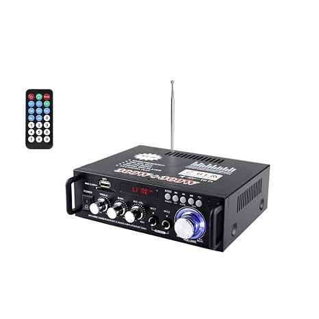 Bluetooth Stereo Receiver Home Audio Amplifier HiFi 600W Home Theater System Speaker Amplifier, 2 Channels, LCD Display, Portable FM Radio, SD Card/USB Input, 12V-220V for Home or Car Use