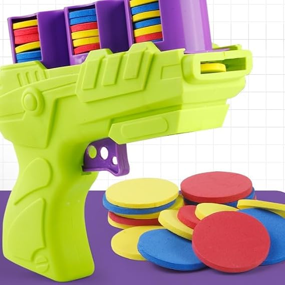 Soft Bomb Gun, Toy Sponge Gun, Toy Gun, Includes Approximately 30 Frisbees, For Kids, Pets, Curiosity, Easy Operation Light Green