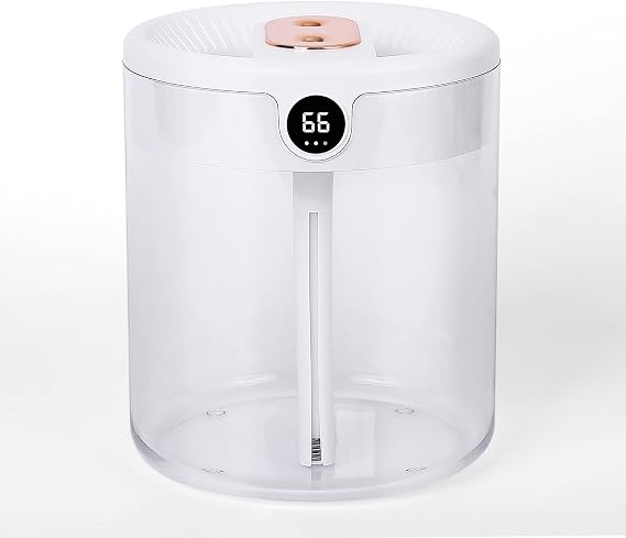 Top-Fill 2L Humidifiers for Bedroom Large Room, Smart Digital Display Hygrometer, Dual 360 Nozzles Cool Mist, Ultra-Quiet <30dB, 24H Long Runtime, Auto Shut-Off, Essential Oil Box, White