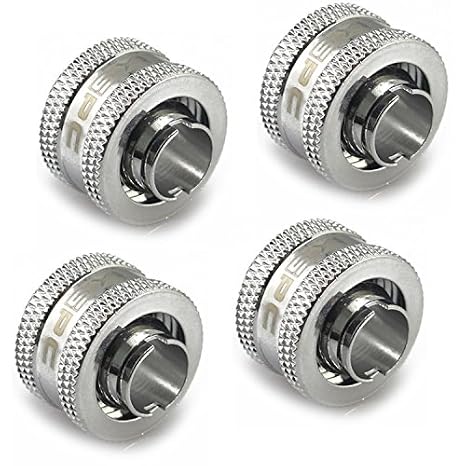 XSPC G1/4" to 3/8" ID, 1/2" OD Compression Fitting V2 for Soft Tubing, Chrome, 4-Pack