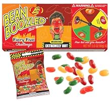 BeanBoozled Fiery Five Challenge Game with Refill Bag | Jelly Belly Hot SpicyJelly Beans | Habanero, Carolina Reaper, Cayenne, Sriracha, Jalapeno | Fun Party Game & Gag Gift for Kids, Teens & Adults