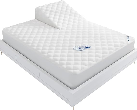 Waterproof Split Top Queen Mattress Pad Protector, 34" Top Split from Head | Split Head Queen Mattress Topper for Adjustable Bed, Noiseless, Soft Padded Matress Pad