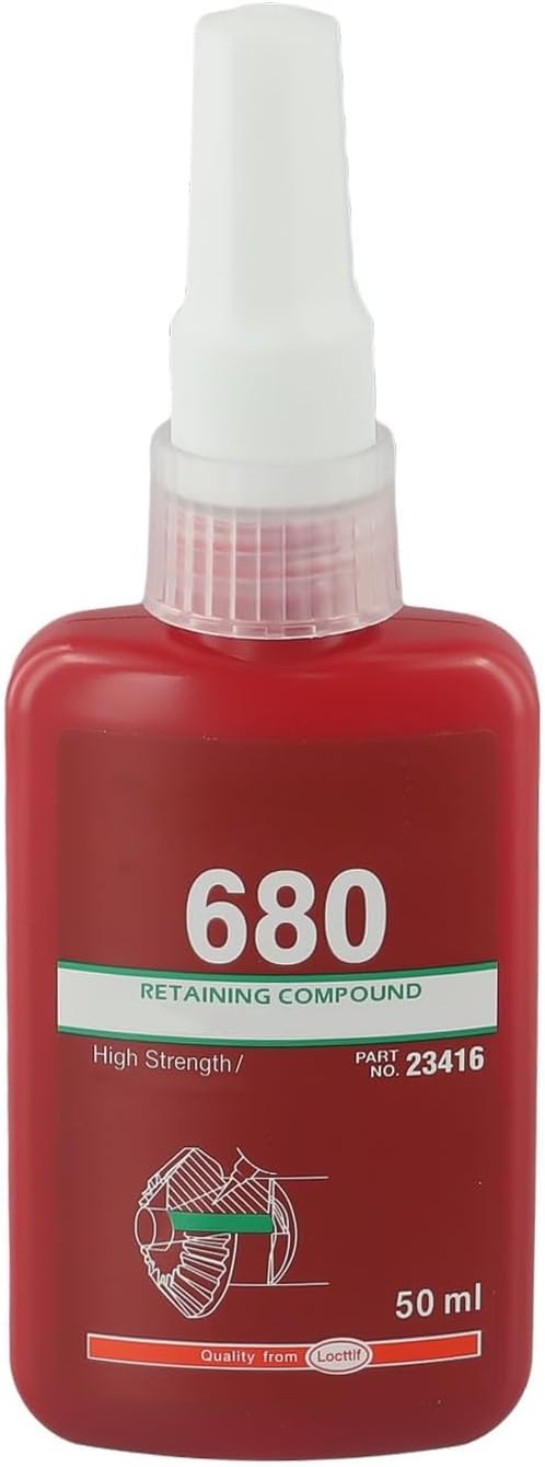 Anaerobic 680 Green High Strength Retaining Compound for Cylindrical Parts, Shaft Bearing Locking, 4000 PSI Shear, 50ml