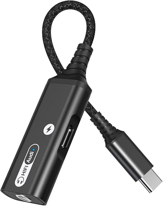 USB-C to 3.5mm Headphone LED 60W Charging 3.0 Adapter Compatible with Xiaomi MI Mix 2 Dongle Dual PD to Aux Audio Jack Fast Hi-Speed Certified