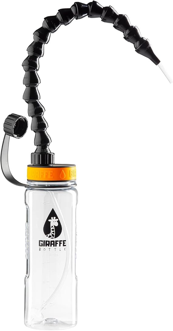 Giraffe Bottle Tower Hands Free Drinking System, Clear Tritan Bottle (length 15 in / 38 cm)