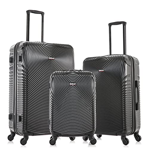 DUKAP INCEPTION Luggage with Spinner Wheels | Durable Lightweight Hardshell Suitcase,Travel Sets with Handle and Trolley | 20in, 24in, 28in 3 Piece Luggage Set | Black