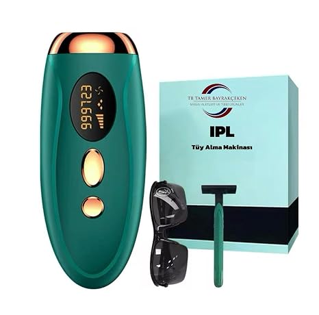 IPL Lazer Epilasyon Cihazı, 990.000 Atım, Manuel ve Otomatik Mod, 5 Kademe Işık Şiddeti, Ağrısız Kalıcı Tüy Giderme, Yeşil
