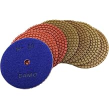 DAMO Diamond Polishing Pads 3 inch Wet Set of 7 for Granite Concrete Marble Countertop Floor Polish