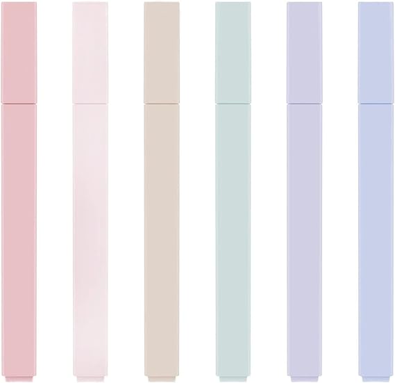 Hmeuest Pastel Highlighter, Mild Colours Highlighters Pens, Aesthetic Cute Highlighters No Bleed Dry Fast, for Bible, School Supplies, 6 Pack
