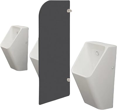 Urinal Partition, Wall-Mounted Mens Public Toilet Urinal Privacy Screen with Accessories for Restroom Shopping Malls Schools Toilets, 35.43x15.74x0.63 inch, 1PCS Black, Round Angle