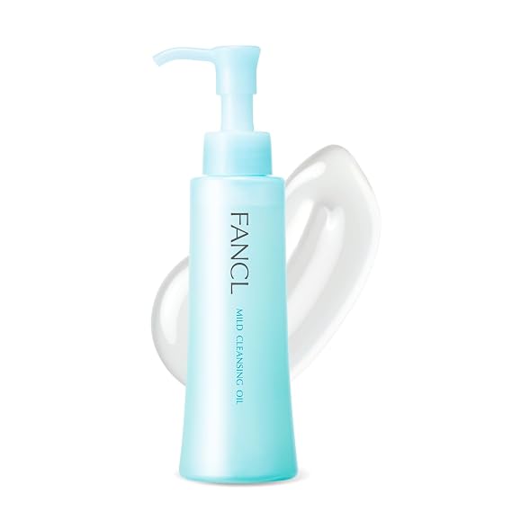 FANCL Mild Cleansing Oil, Japanese Facial Cleansing Oil, Makeup Remover, Oil Cleanser, 100% Preservative Free, Clean Skincare for Sensitive Skin (1, Blue)