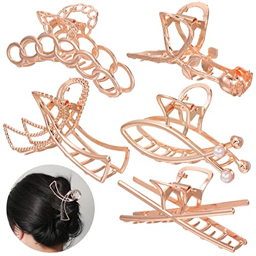 Big Hair Claw Clips for Women 5 Pcs | Suitable for Thick Curls Thin Hair | 4.3 Inch Strong Light Clips for Better Hold of Hair