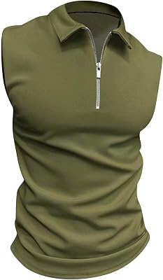 Ymosrh Mens Tank Top Undershirt Quarter Zipper Sleeveless Polo Shirts Casual Slim Fit Tank Shirt for Men, S-3XL