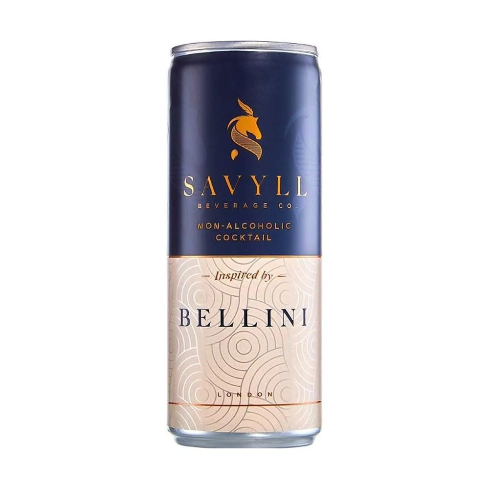 Savyll Non-Alcoholic Cocktails x 12 Cans 250ml Bellini - Peach & Prosecco