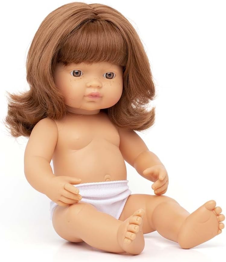 Miniland Doll 15 Caucasian Girl Redhead Polybag - Made in Spain, Anatomically Correct, Quality