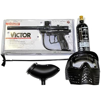 Spyder Victor Package .68Cal Paintball Kit includes Sentry Goggles, Empty 20oz CO2 Tank, 200Rd Loader & Squeegee, Black