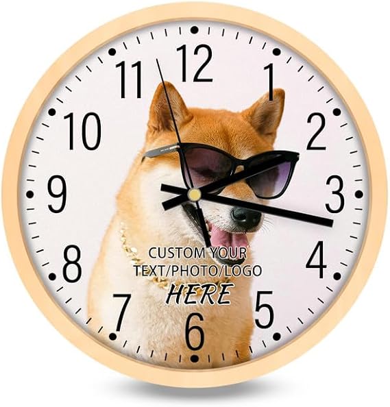 Custom Wall Clock with Picture, Create Your Own Wall Clock, Personalized Round Silent Clock for Living Room Kitchen Bedroom, Creative Gift for Family Friend