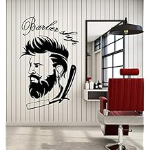 WallStickers4ever Vinyl Wall Decal Barber Icon Man's Hair Salon Shaving Barbershop Stickers Mural Large Decor (g3000) Black