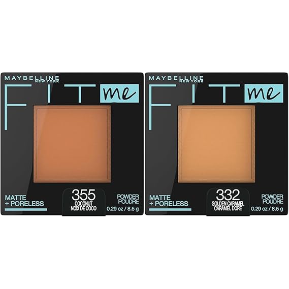 Maybelline Fit Me Matte + Poreless Pressed Face Powder Makeup & Setting Powder, Coconut & Golden Caramel, 1 Count Each