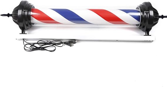 Hair Salon Barber Shop Open Sign, 40" LED Classic Style Barber Pole Light Wall Mounted Waterproof Spinning Red Blue White LED Strip for Salon Hair Shop Open Sign